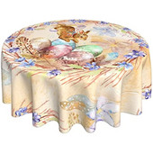 Lieldienu zaķa olas apaļš galdauts, mazgājams galda pārklājs galdauts virtuvei ikdienas vakariņām, galda virsmas dekors 60 collas