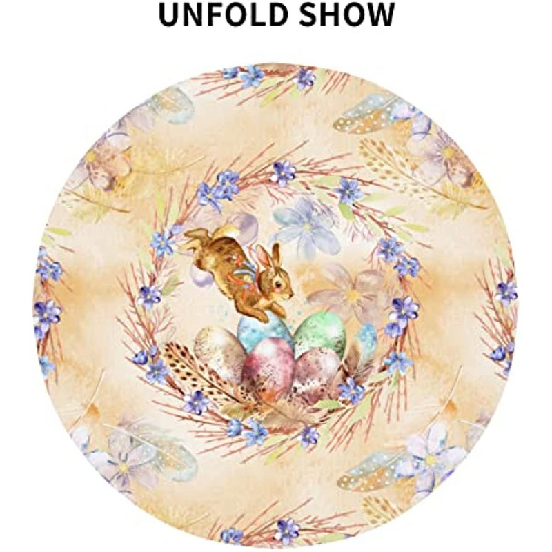 Lieldienu zaķa olas apaļš galdauts, mazgājams galda pārklājs galdauts virtuvei ikdienas vakariņām, galda virsmas dekors 60 collas