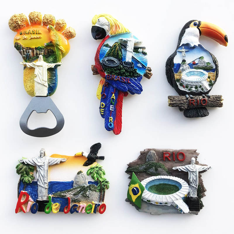 Brazīlijas ledusskapja magnēti uzlīmes Balneario Brasil Rio De 3D sveķu magnētiskās ledusskapja uzlīmes Mājas dekorēšanaCeļojumu dāvana Amatniecība