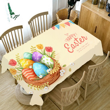New Egg Bunny Print Τραπεζομάντηλο Καλό Πασχαλινό Τραπεζομάντηλο Γιορτινό Τραπέζι Γιορτινό Διακόσμηση Αξεσουάρ τραπεζιού ορθογώνιο χαλάκι