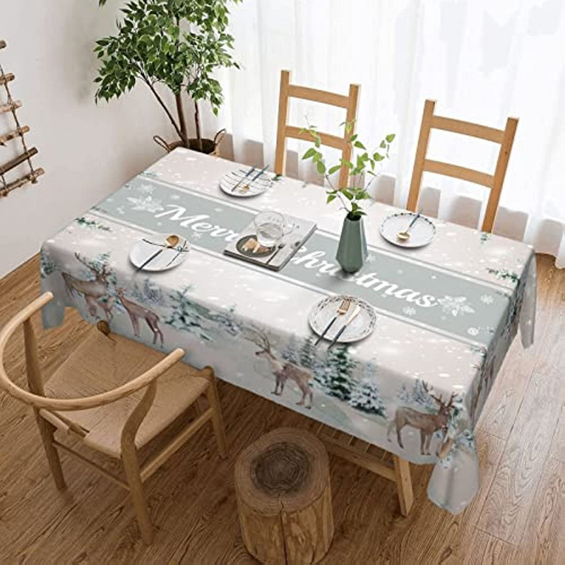 Božićni pravokutni laneni stolnjak Sob Božićno drvce Uzorak stolnjak Party Božićni ukrasi za kuhinjski stol