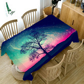 Αστέρια και δέντρα εμπριμέ τραπεζομάντιλο Λινά Ανθεκτικό Ορθογώνιο Τραπεζομάντιλο Κουζίνας Διακόσμηση Τραπεζομάντιλο πικ-νικ