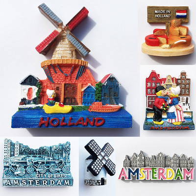Hollandia Hűtőmágnesek Holland tulipánok Kerékpárok Facipők Holland főváros Amszterdam Dekoráció Kézműves Mágneses matrica
