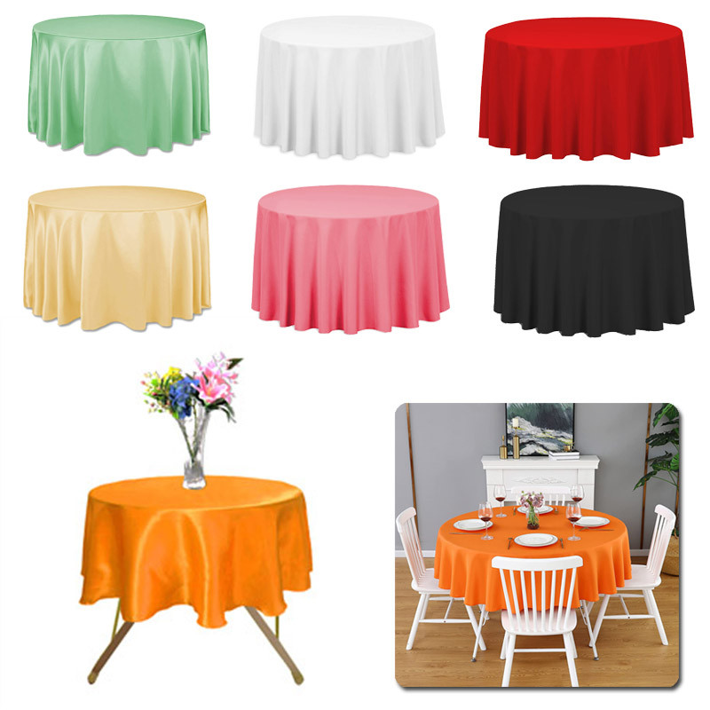 57 collu satīna apaļais galdauts kāzu poliestera apļveida galda pārklājs nestuves galds svārki galda pārsegs pusdienu galda dekors