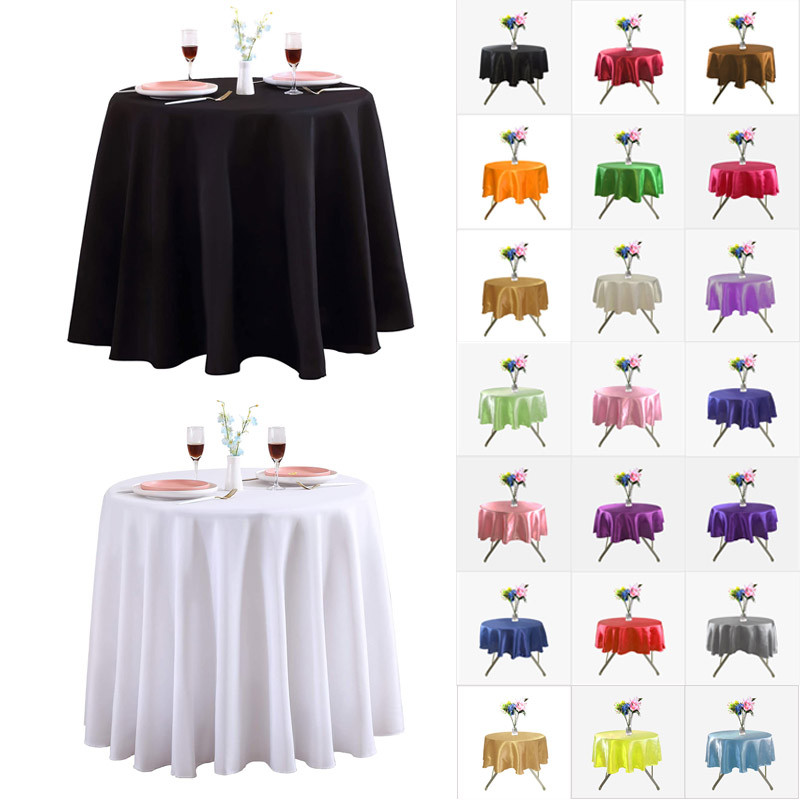 57 collu satīna apaļais galdauts kāzu poliestera apļveida galda pārklājs nestuves galds svārki galda pārsegs pusdienu galda dekors