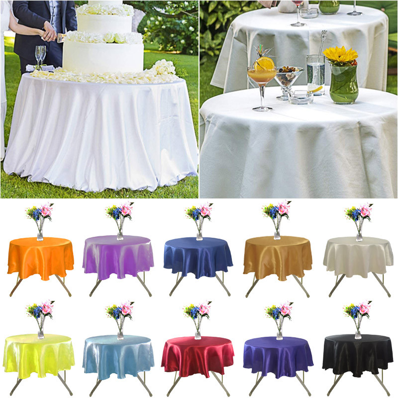 57 collu satīna apaļais galdauts kāzu poliestera apļveida galda pārklājs nestuves galds svārki galda pārsegs pusdienu galda dekors