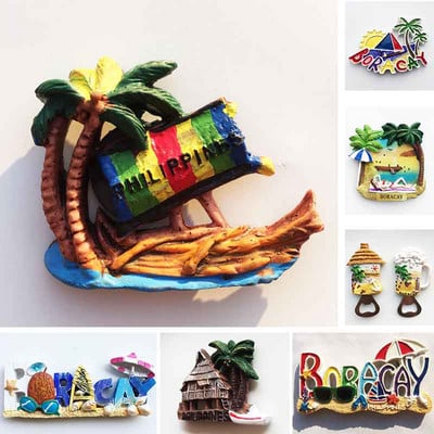 Filipine Boracay Magneți pentru frigider Suveniruri turistice Artizanat cu rășină 3d Autocolante magnetice pentru frigider pentru deschizător de sticle Decor