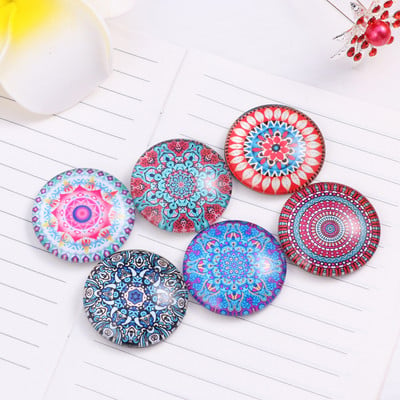 6 bucăți magneți pentru frigider Mandala Magnet pentru frigider din sticlă Magneți pentru tablă albă pentru decorarea casei (model aleatoriu)