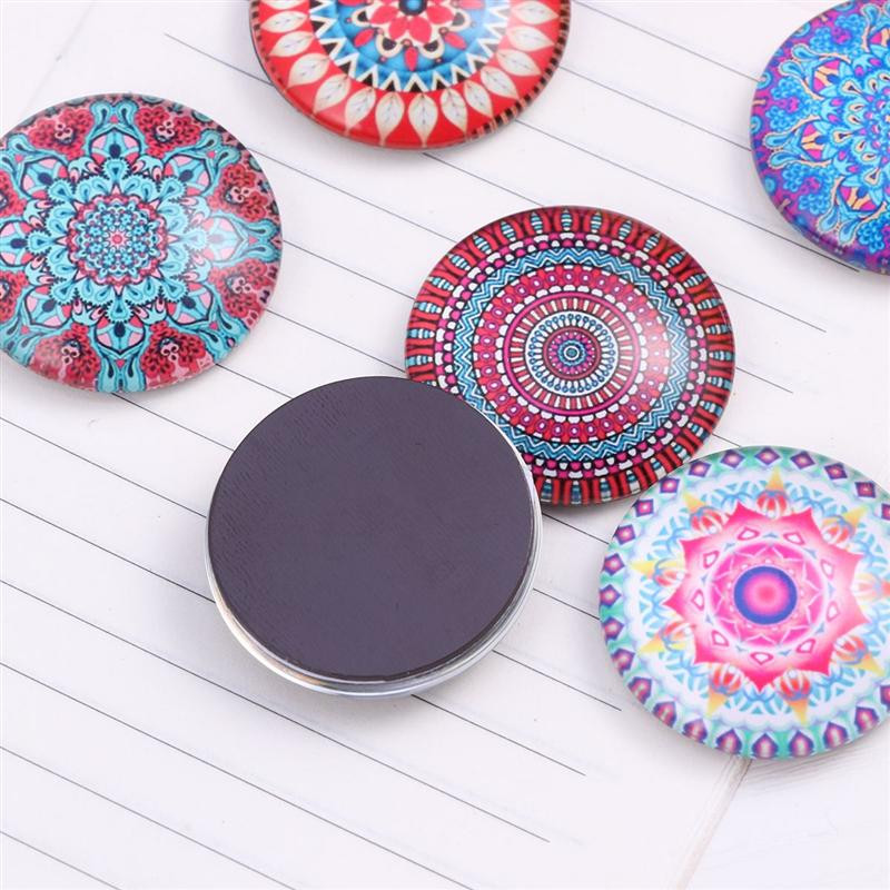 6vnt Mandala šaldytuvo magnetai stikliniai šaldytuvo magnetai lentos magnetai namų dekoravimui (atsitiktinis raštas)