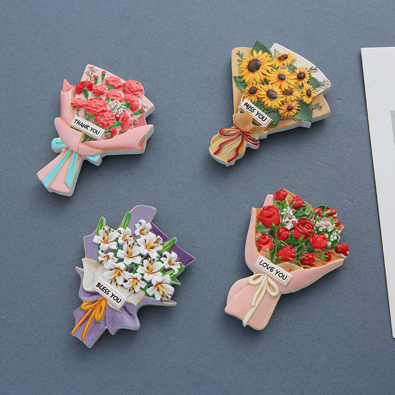 Simulation Sunflower Roses Flowers Αυτοκόλλητα Ψυγείου Τρισδιάστατα Απλή Ρητίνη Μαγνητικά Αυτοκόλλητα Διακοσμητικά Κουζίνας Gi
