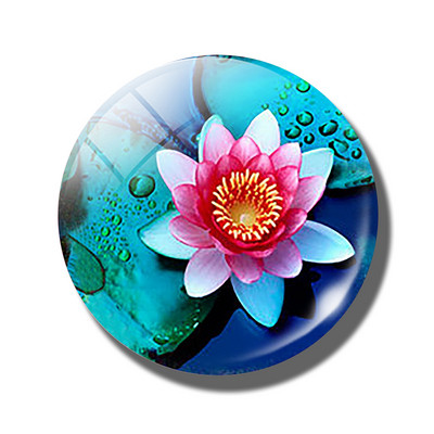 Gėlių 30 mm stiklinis šaldytuvo magnetas rožių kiaulpienių aguonų lotoso vyšnių žiedų orchidėjų margalapių lenta šaldytuvo magnetai