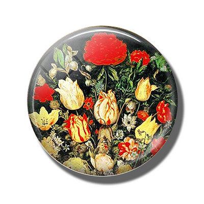 Gėlių 30 mm stiklinis šaldytuvo magnetas rožių kiaulpienių aguonų lotoso vyšnių žiedų orchidėjų margalapių lenta šaldytuvo magnetai