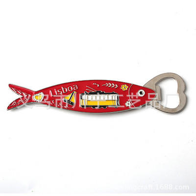 Lisabonos Sardinių metaliniai šaldytuvo magnetai Butelių atidarytuvas Mielas virtuvės dekoras Portugalija Kelionės suvenyrai Pranešimų lentos magnetai