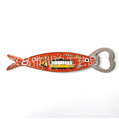 Lisabonos Sardinių metaliniai šaldytuvo magnetai Butelių atidarytuvas Mielas virtuvės dekoras Portugalija Kelionės suvenyrai Pranešimų lentos magnetai