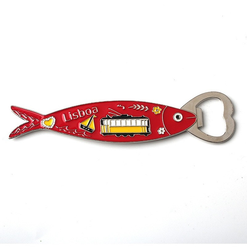 Lisabonos Sardinių metaliniai šaldytuvo magnetai Butelių atidarytuvas Mielas virtuvės dekoras Portugalija Kelionės suvenyrai Pranešimų lentos magnetai