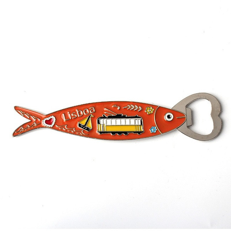 Lisabonos Sardinių metaliniai šaldytuvo magnetai Butelių atidarytuvas Mielas virtuvės dekoras Portugalija Kelionės suvenyrai Pranešimų lentos magnetai