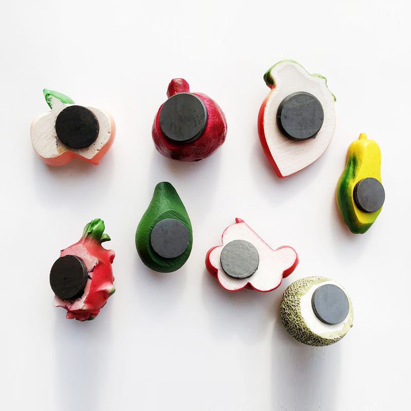 Ins 3DResin Bionic pārtikas ledusskapis magnētiskās uzlīmes jaukas virtuves reālistiskas augļu stereoskopiskas dekoratīvas sienas ledusskapja suvenīrs