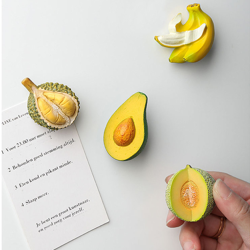 Ins 3DResin Bionic pārtikas ledusskapis magnētiskās uzlīmes jaukas virtuves reālistiskas augļu stereoskopiskas dekoratīvas sienas ledusskapja suvenīrs