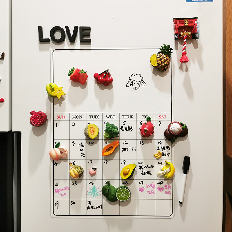 Ins 3DResin Bionic pārtikas ledusskapis magnētiskās uzlīmes jaukas virtuves reālistiskas augļu stereoskopiskas dekoratīvas sienas ledusskapja suvenīrs