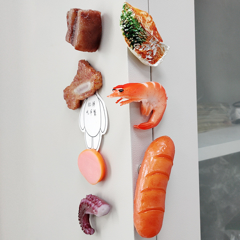 Pārtikas imitācija Ledusskapja magnēti Virtuves dekorēšana Simulācija Piens Olas Maize Pārtika Ledusskapis Magnētiskās uzlīmes Mājas dekorēšana