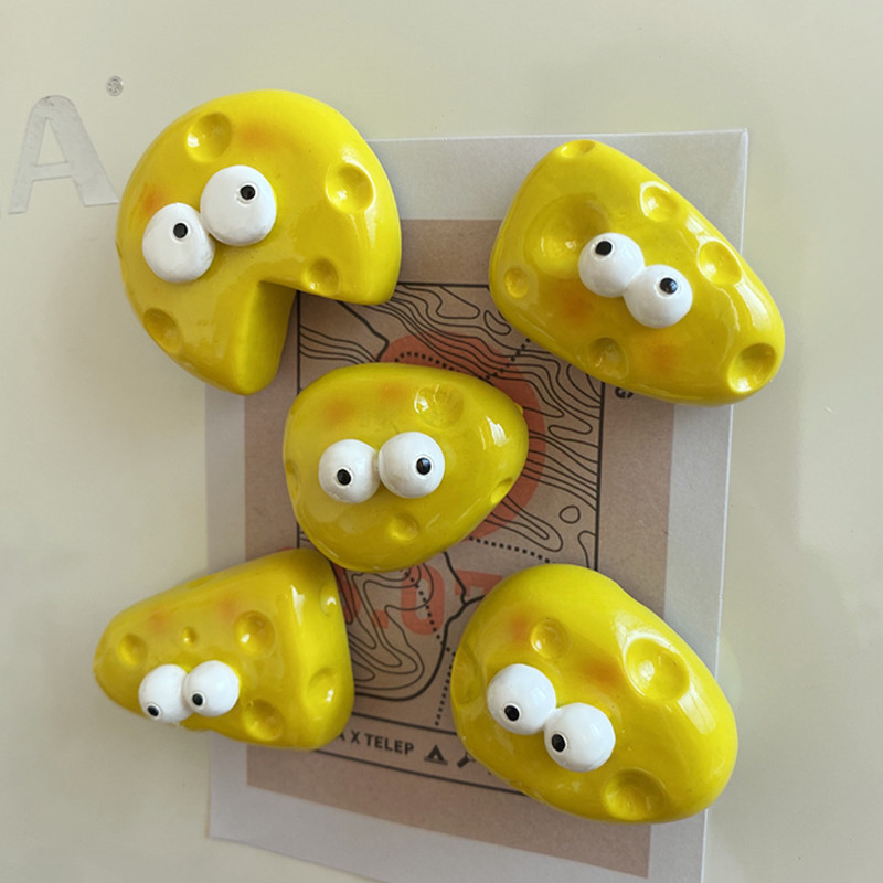 Jauns oriģināls dizains 3D cietais Kawaii siera pārtikas ledusskapja magnēti modes sveķu cietās plastmasas ledusskapja magnēts mājas dekorēšana