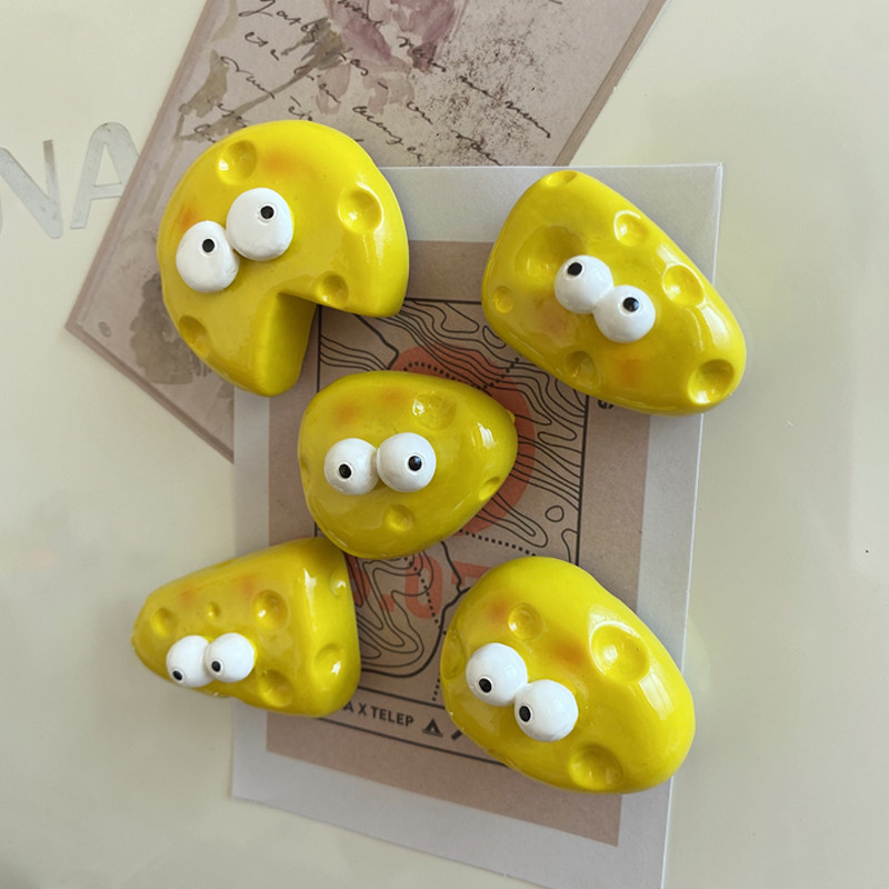 Jauns oriģināls dizains 3D cietais Kawaii siera pārtikas ledusskapja magnēti modes sveķu cietās plastmasas ledusskapja magnēts mājas dekorēšana
