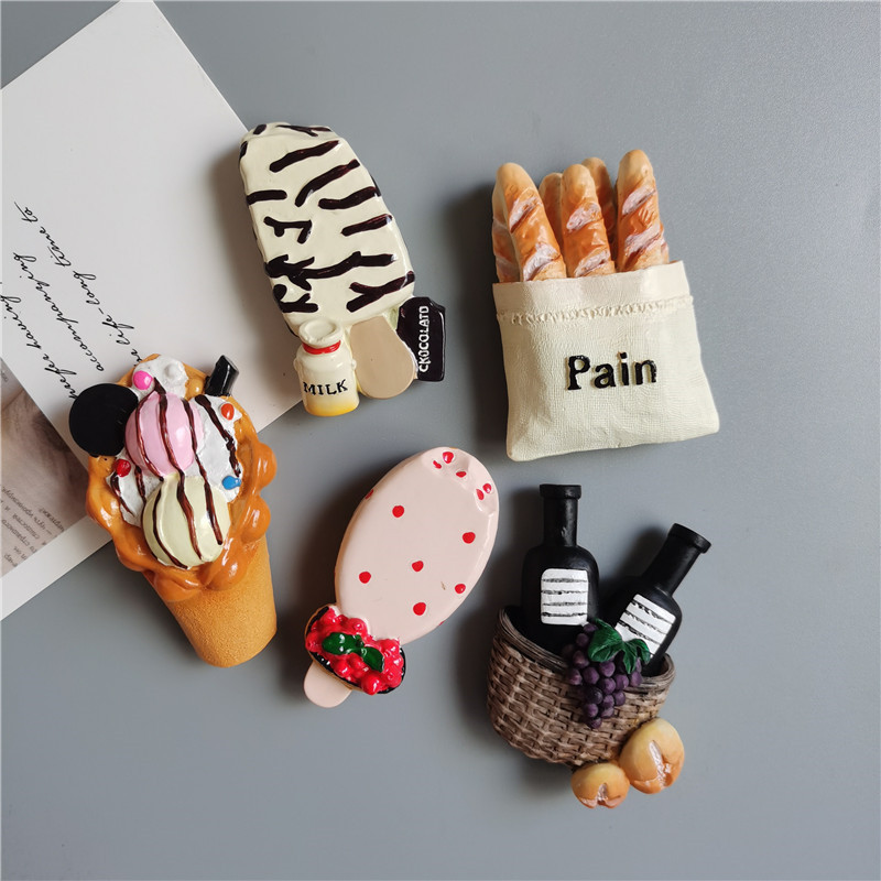 Iegādājieties 5 Saņemiet 1 3D simulācijas ēdienu, jauks konusveida saldējums, šokolādes-ledus sveķu ledusskapis, magnēts, saldumi, vairumtirdzniecība, ražošana