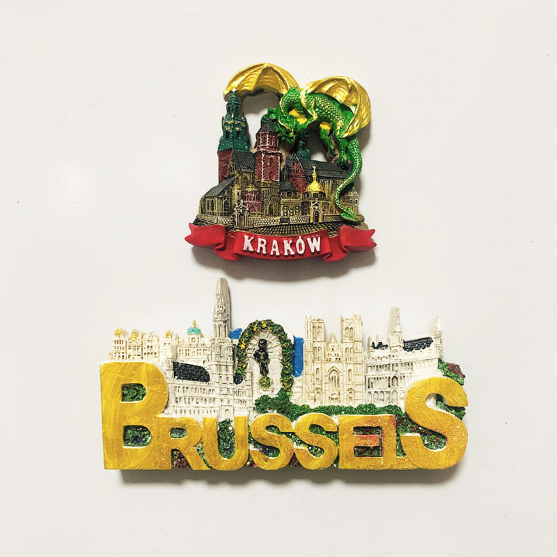 Ledusskapja magnēti Polija krakova pils Japāna Brisele Koreja Vogts Bauernhof Kipra Ledusskapja magnēts Uzlīme Pasaules ceļojumu suvenīrs