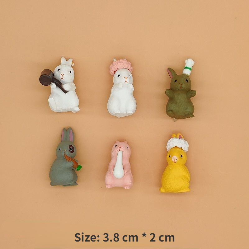 Radošs ledusskapis Dekoratīvās magnētiskās uzlīmes Jauki trusis dzīvnieki Ledusskapja magnēti Stereo lelle mājas dekors