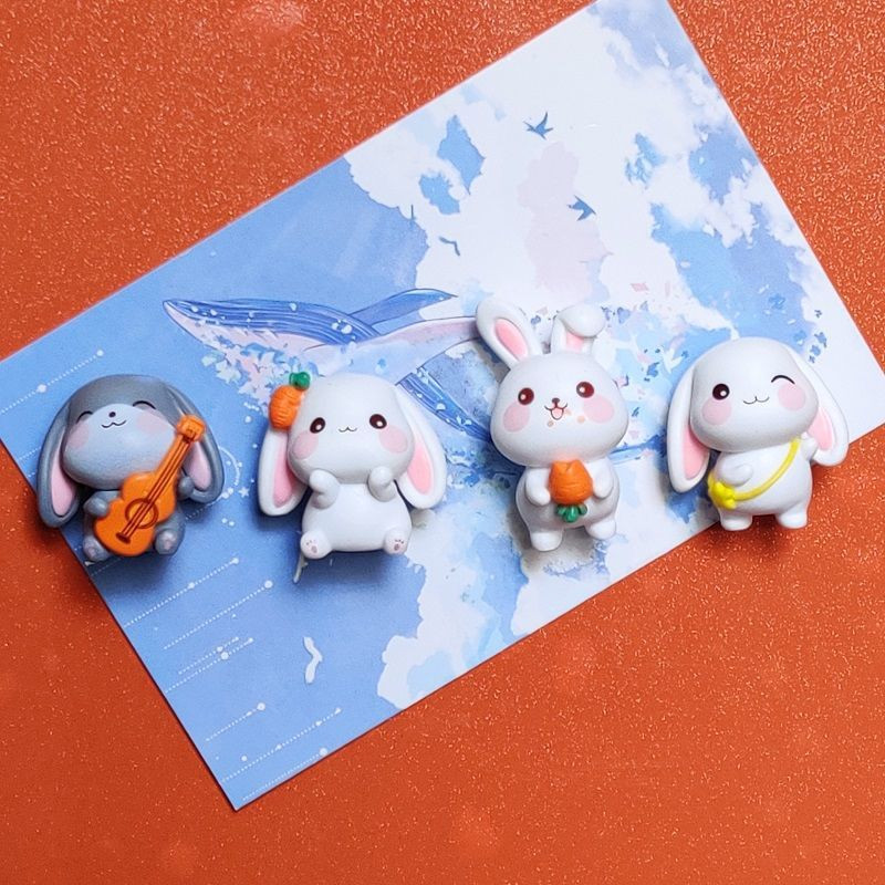 Radošs ledusskapis Dekoratīvās magnētiskās uzlīmes Jauki trusis dzīvnieki Ledusskapja magnēti Stereo lelle mājas dekors