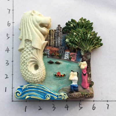 Singapore Magnet pentru frigider Suveniruri Atracții Punch Merlion Turist 3d Fluorescent Autocolante magnetice pentru frigider Colecție Cadouri