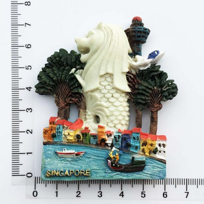 Singapore Magnet pentru frigider Suveniruri Atracții Punch Merlion Turist 3d Fluorescent Autocolante magnetice pentru frigider Colecție Cadouri