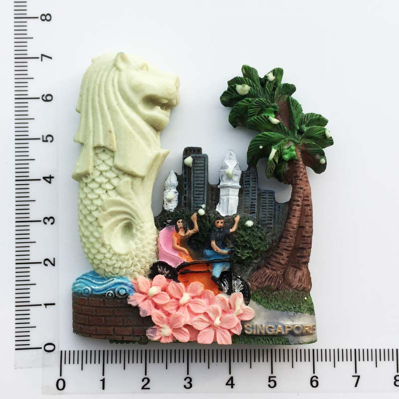 Singapūras ledusskapja magnēts, suvenīri Atrakcijas Punch Merlion 3D tūristu dienasgaismas magnētiskās ledusskapja uzlīmes kolekcijas dāvanas