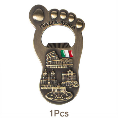 Didelės pėdos formos šaldytuvo magnetai butelių atidarytuvas Creative senovės romėnų architektūra šaldytuvo magnetai butelių atidarytuvas metalinis 3,15 colių