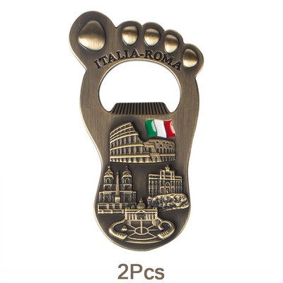 Didelės pėdos formos šaldytuvo magnetai butelių atidarytuvas Creative senovės romėnų architektūra šaldytuvo magnetai butelių atidarytuvas metalinis 3,15 colių