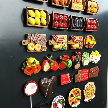 Ръчно рисуване 3d магнит хладилник храна мини плодове зеленчуци хляб пица сладки магнити за хладилник кухненски декор аксесоари