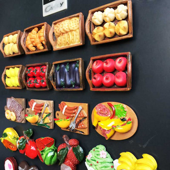 Ръчно рисуване 3d магнит хладилник храна мини плодове зеленчуци хляб пица сладки магнити за хладилник кухненски декор аксесоари