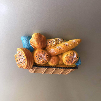 Creative Cartoon Bread Hot Dog Hamburger 3D Resin Αυτοκόλλητο Ψυγείου Σιδερένιο Μαγνήτες Ψυγείου Διακοσμητικά αυτοκόλλητα
