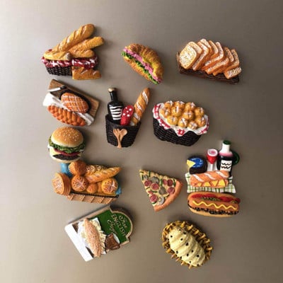 Loominguline multikas leiva hot dog Hamburger 3D vaiguga külmkapi kleebis rauast külmkapi magnetid dekoratiivsed kleebised