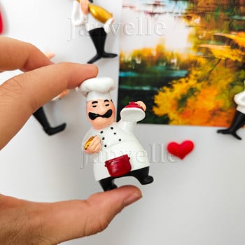 Сладки 3D магнити за хладилник Kawaii Chef Cartoon Стикери за хладилник Малък магнитен магнит за хладилник от готварска смола за домашен кухненски декор