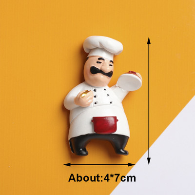 Jauki 3D ledusskapja magnēti Kawaii šefpavāra multfilmas ledusskapja uzlīmes, mazi pavārsveķu magnētiskie ledusskapja magnēti mājas virtuves dekorēšanai