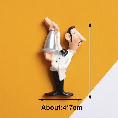 Jauki 3D ledusskapja magnēti Kawaii šefpavāra multfilmas ledusskapja uzlīmes, mazi pavārsveķu magnētiskie ledusskapja magnēti mājas virtuves dekorēšanai