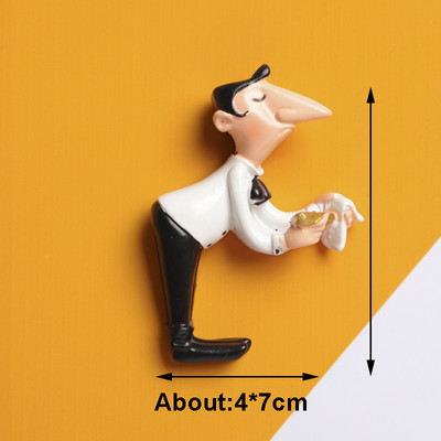 Jauki 3D ledusskapja magnēti Kawaii šefpavāra multfilmas ledusskapja uzlīmes, mazi pavārsveķu magnētiskie ledusskapja magnēti mājas virtuves dekorēšanai