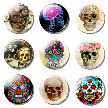 Candy Skull Магнит за хладилник Мексикански призрачен фестивал Магнит за съобщения 30 MM GlassMagnetic Стикери за хладилник Поставка за бележки Домашен декор