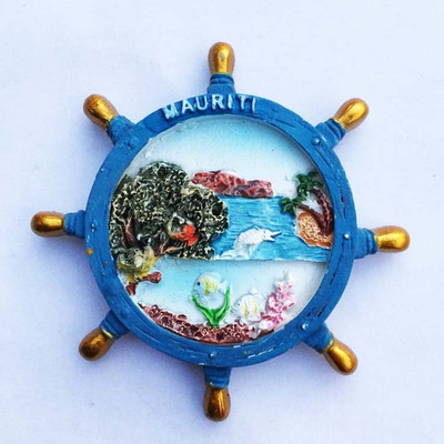 Maurīcijas ledusskapja magnēti tūristu suvenīri 3d sveķu ledusskapja uzlīmes Maurīcijas laivas stūres magnētiskās uzlīmes mājas dekorēšanai