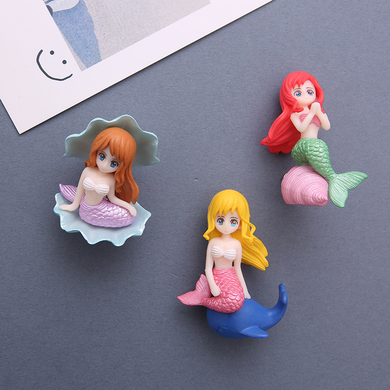 1 tk loomingulised tegelased merineitsi külmkapimagnetid armsad multifilmi isiksused loomingulised dekoratiivse magnetiga sõnumikleebised