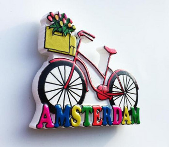 Ποδήλατο στο Άμστερνταμ, Ολλανδία Τρισδιάστατα αναμνηστικά τουρισμού μαγνήτες ψυγείου