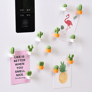 6 бр. 3D магнити за хладилник Стикер за табло за съобщения за сукулентни растения Сладко копче Декорация на кактус Джаджа Магнит за хладилник Кухня