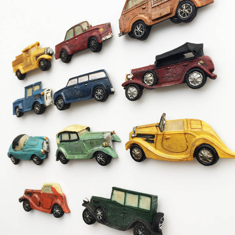 Radošs magnētisks ledusskapis ielīmēts Amerikas un Eiropas 3D klasiskās klasiskās automašīnas bērnu izglītība amatniecība Ledusskapja magnēts