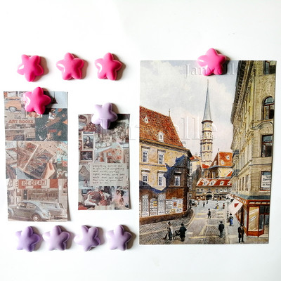 10 gab Krāsaini Zvaigžņu ledusskapja magnēti Mazas magnētiskas uzlīmes ledusskapim 2CM dekoratīvs sīks magnētu komplekts foto sienu dekorēšanai